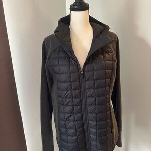 North Face Thermo Hybrid Hooded Charcoal Gray/ Black Jacket